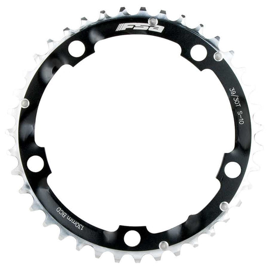 FSA, 39T, 10sp., BCD: 130mm, 5 Blts, Interieur Chainring, Fr Rad triple, Aluminum, Black, 370-0239